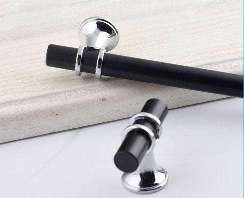 Long Black Chrome Pulls /modern Pulls T Etsy