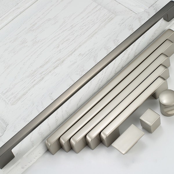 7.56" 8.8" 12.6" Extra Long Brushed Nickel Cabinet Door Handles Pulls Knobs Modern Drawer Knobs Pulls Cabinet Hardware 192 224 320mm W447