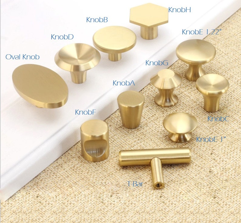 Pure Copper Solid Brass Brushed Gold Drawer Knobs Drawer Pulls Etsy