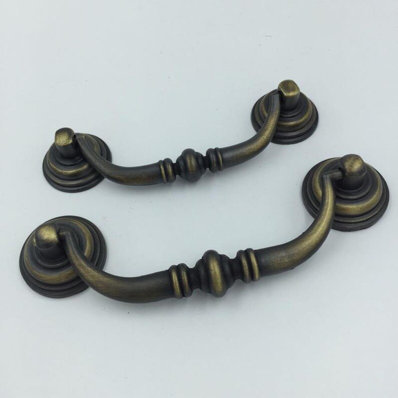 3.8 5 Retro Vintage Antique Bronze Drawer Knobs Pulls Armby Closet Cabinet Door Handles Pulls Dresser Handle Pulls Knobs 96 128 mm 0185