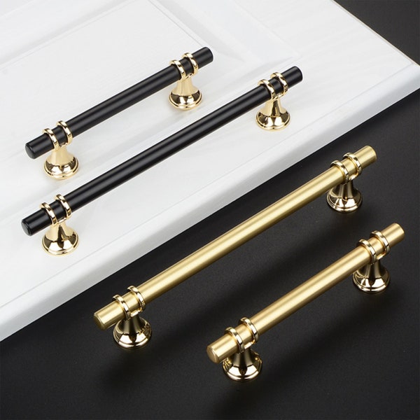 Long Black And Gold Cupboard Cabinet Handles Pulls Kitchen Drawer Knobs Handles Pulls Gold Cabinet Hardware 3.75" 5" 6.3" 7.56" 12.6“ 0017