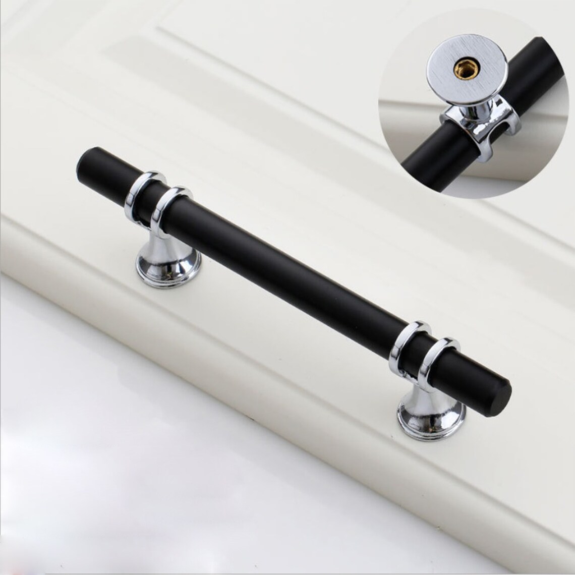 Long Black Chrome Pulls /modern Pulls T Etsy