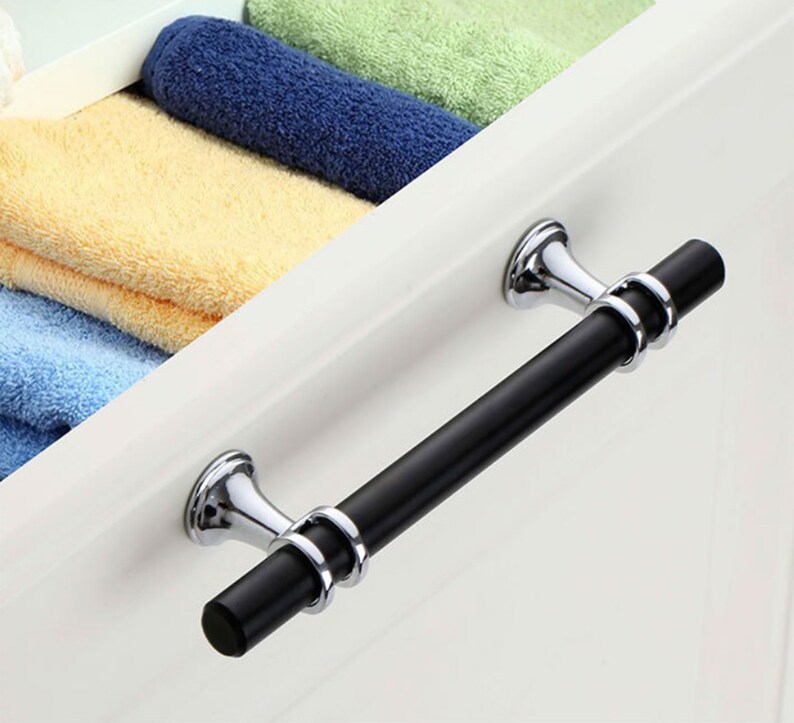 Long Black Chrome Pulls /modern Pulls T Etsy