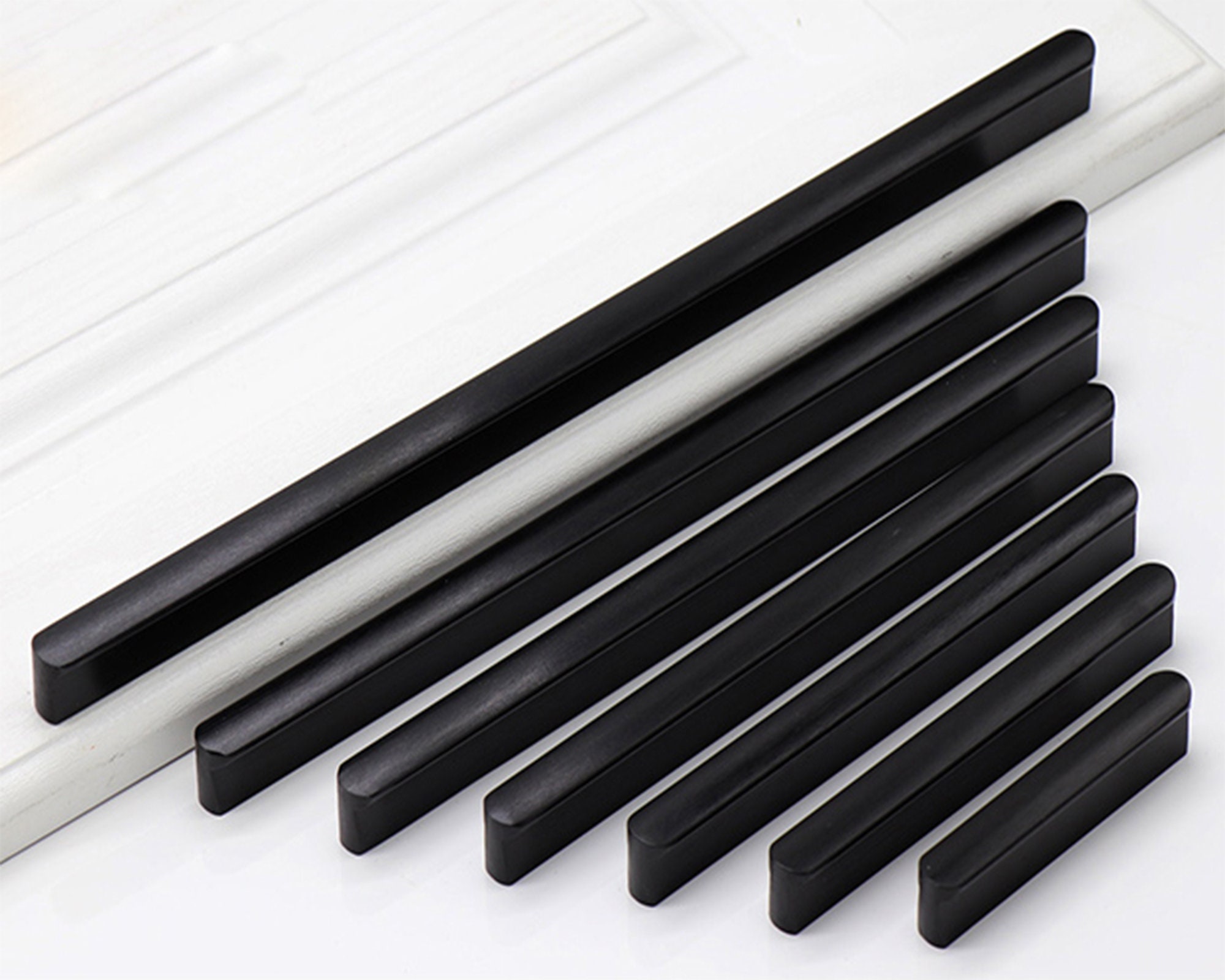 Extra Long Gray Pulls Black Handles Gold Etsy