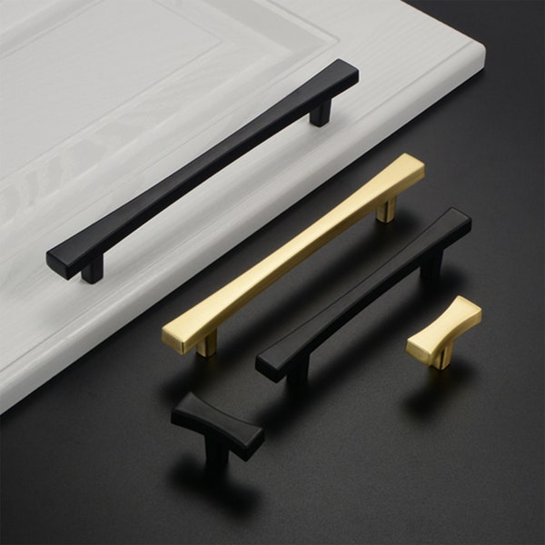 7.56" 12.6" Extra Long Brushed Gold Matte Black Modern T Bar Cabinet Pulls Handles Drawer Knobs Pulls Dresser Handles Pulls  Hardware 0173