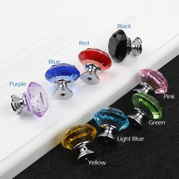12 bunte Acryl Kristall Schrank Tür zieht Knöpfe | Etsy