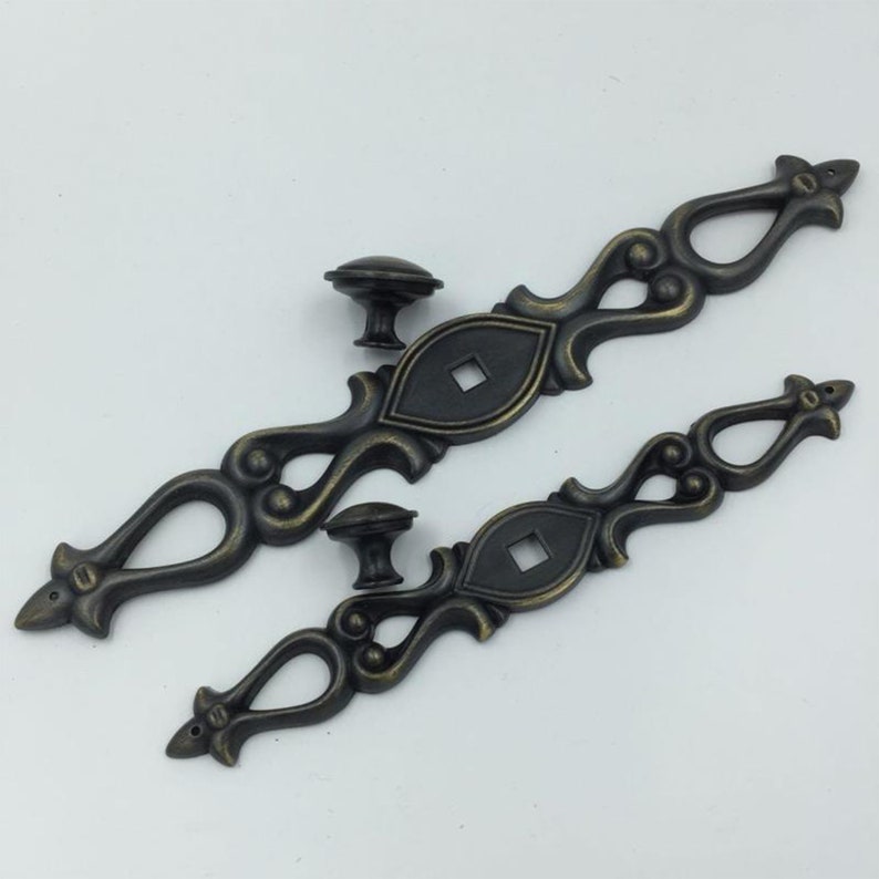 3.8 5 Retro Vintage Antique Bronze Drawer Knobs Pulls Armby Closet Cabinet Door Handles Pulls Dresser Handle Pulls Knobs 96 128 mm 0185