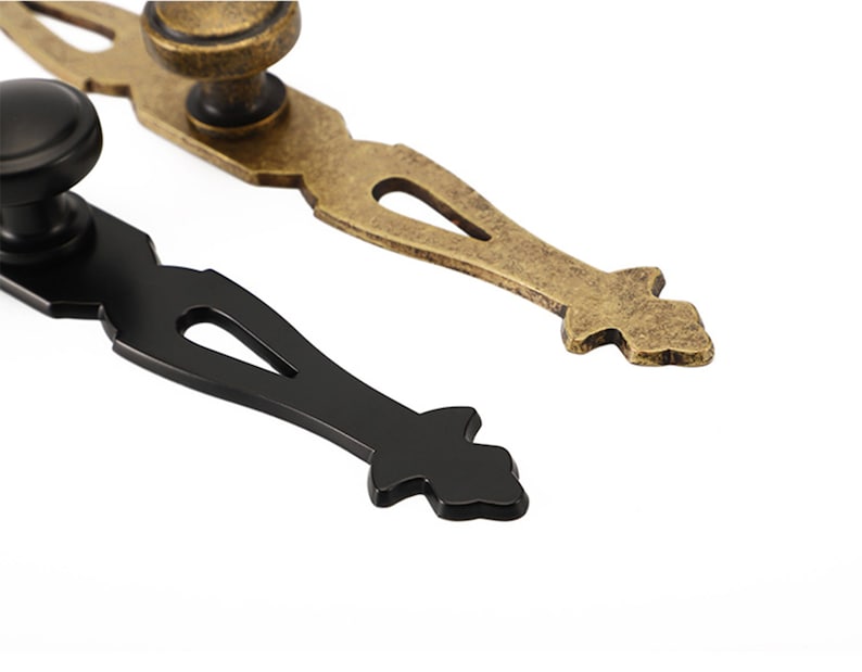 Retro Black Bronze Drop Bail Pull Knob and Plate Cabinet Pulls Vintage Drawer Pulls Drawer Knobs Dresser Pulls Cabinet Hardware W741