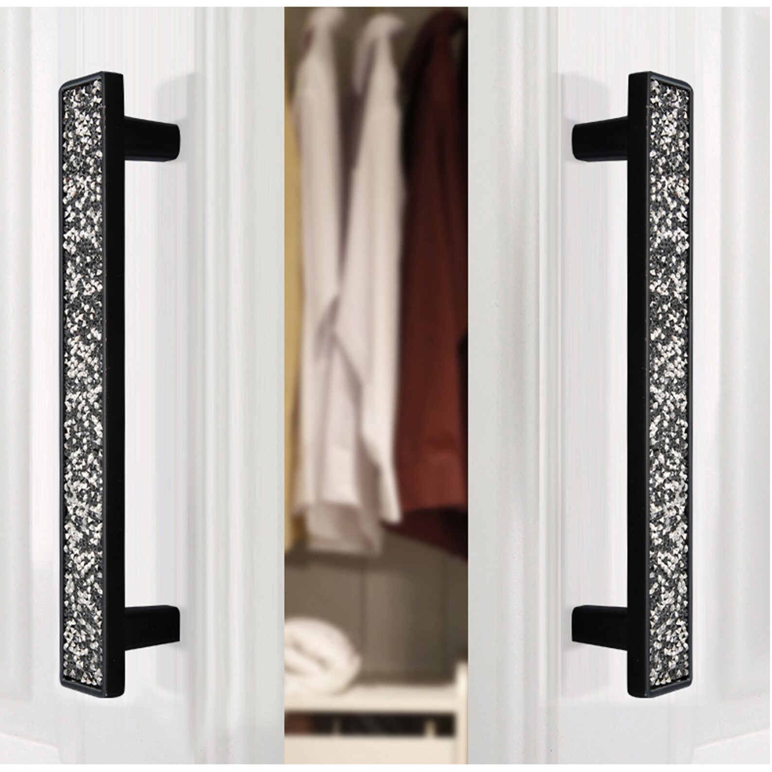 Black Crystal Door Pulls Handles /black Drawer Knobs Etsy