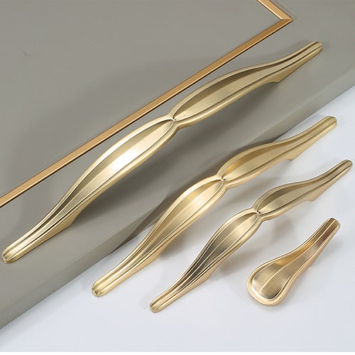 Gold Long Leaf Knob/copper Leaf Drawer Pulls/gold Leaf Etsy