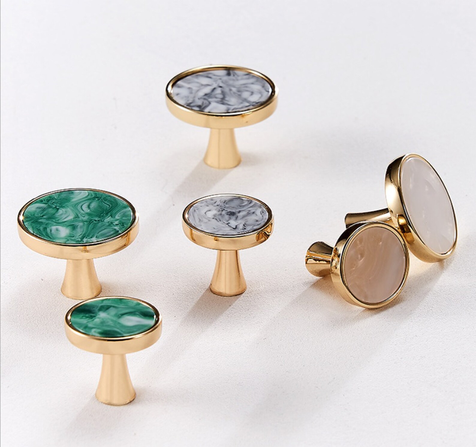 White Black Green Knobs Pulls Brass Round Drawer Knobs Etsy