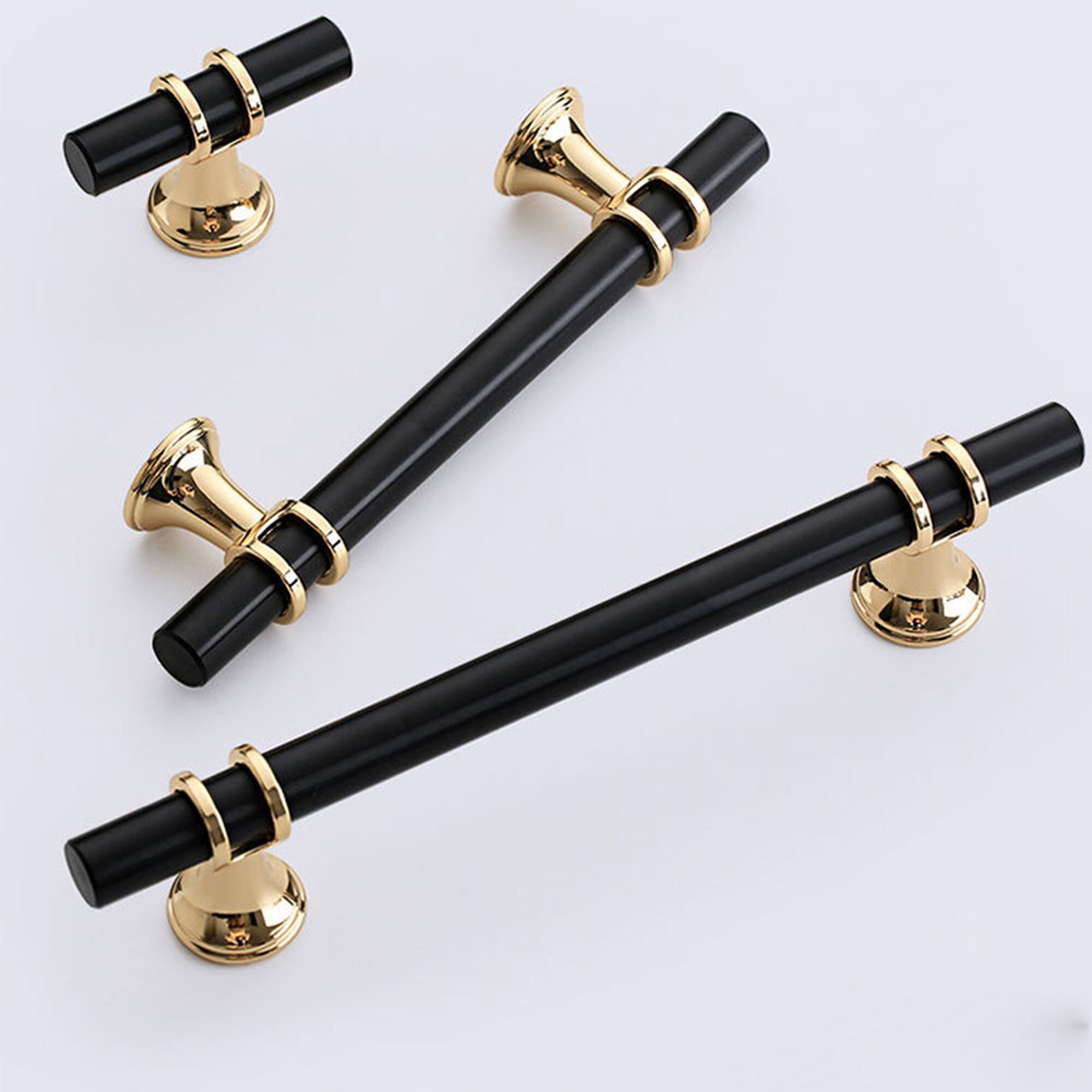 Extra largo oro y negro manijas de gabinete tires / manijas de | Etsy