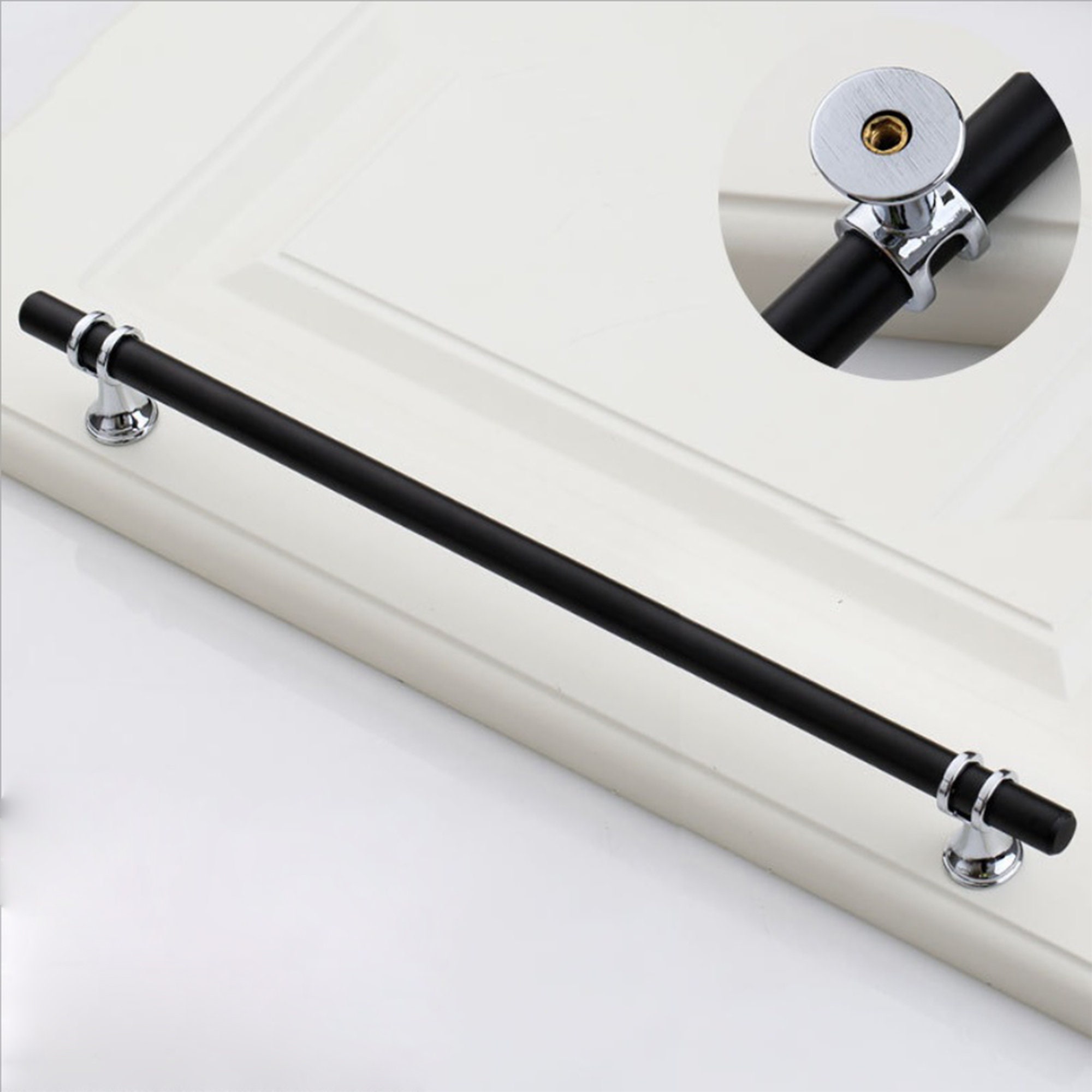 Long Black Chrome Pulls /modern Pulls T Etsy