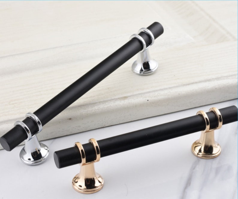 Long Black Chrome Pulls /modern Pulls T Etsy