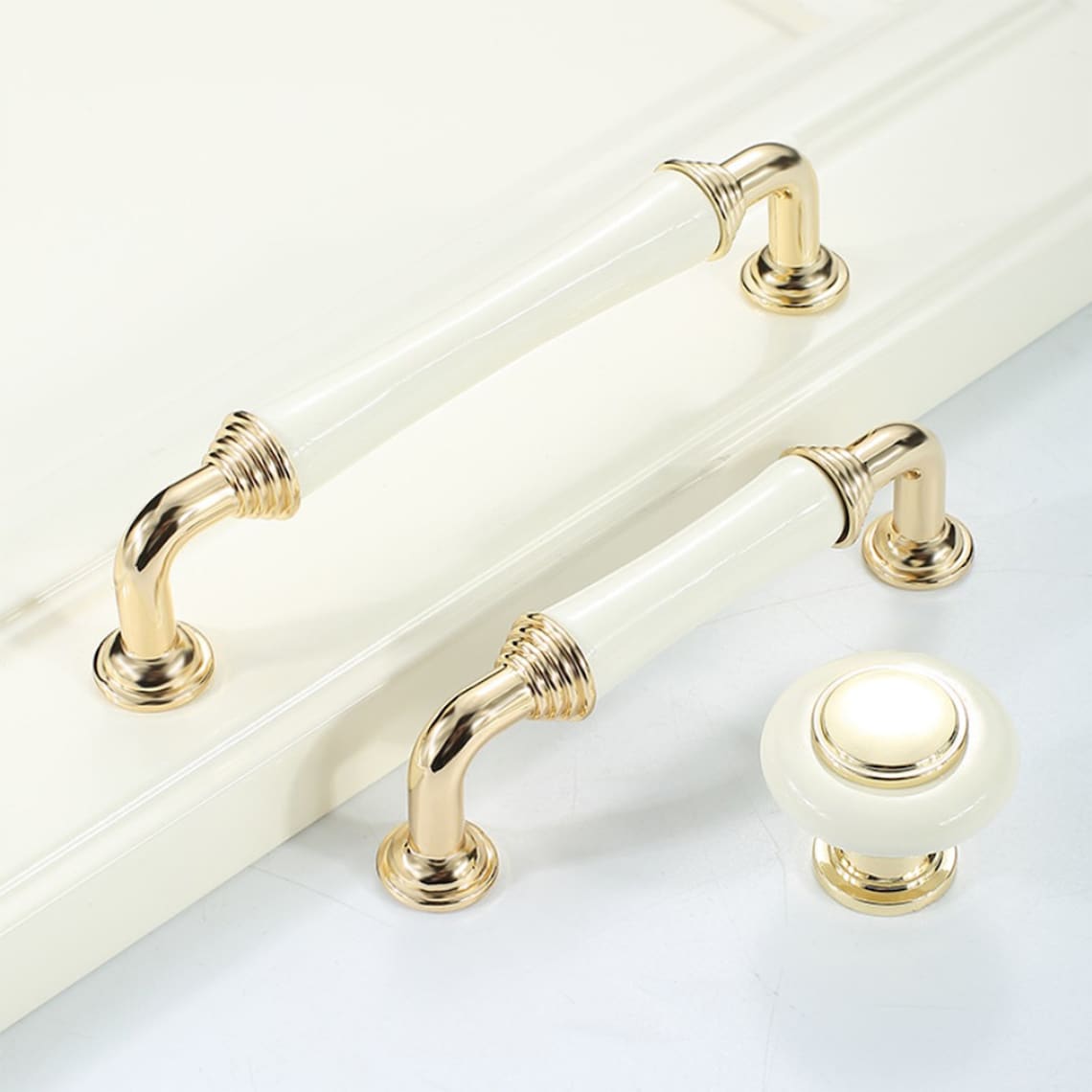 3.75 5 Ceramic White Gold Handles Etsy