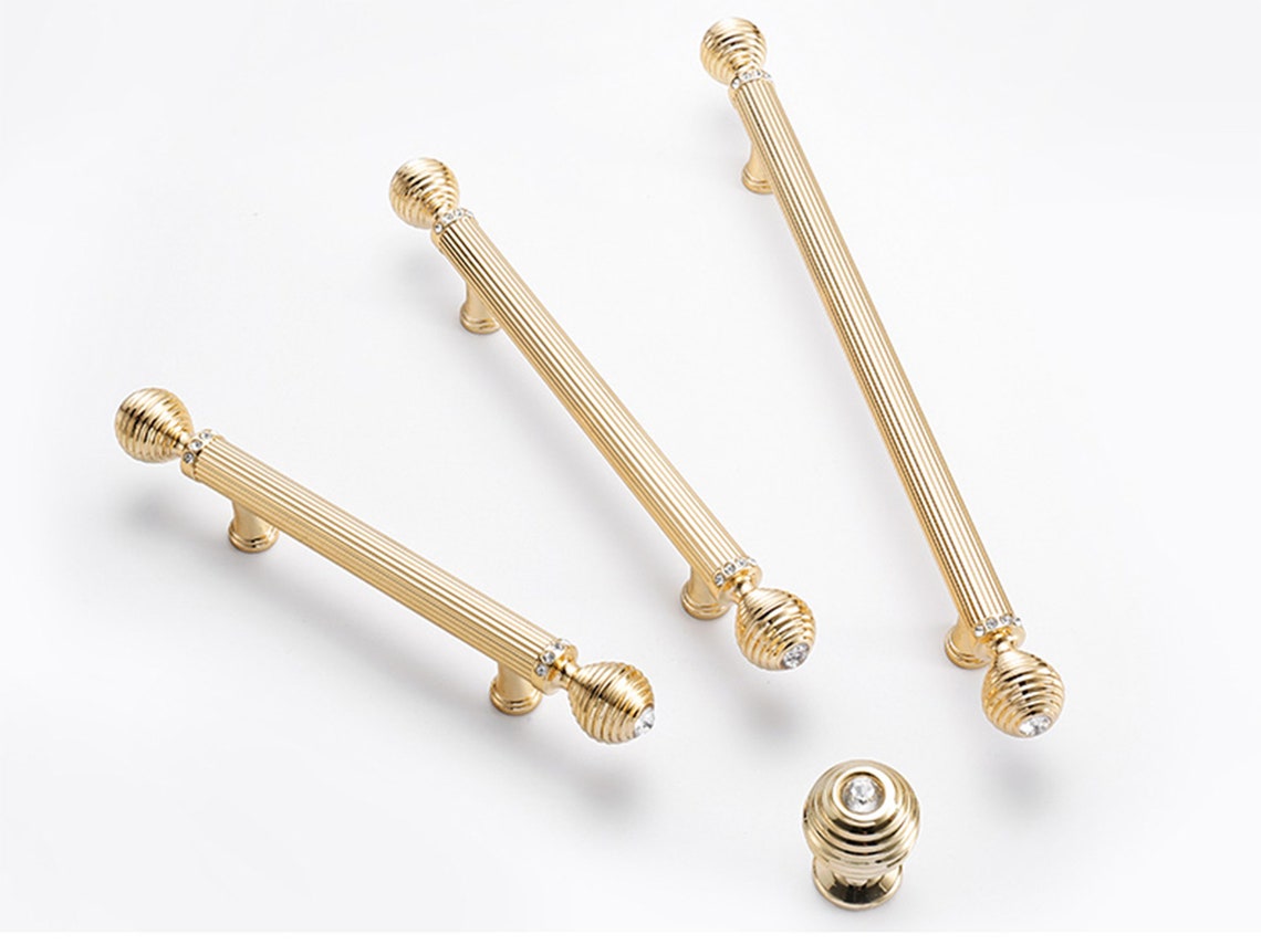 Gold Black Crystal Handles Pulls/black Glass Drawer Etsy