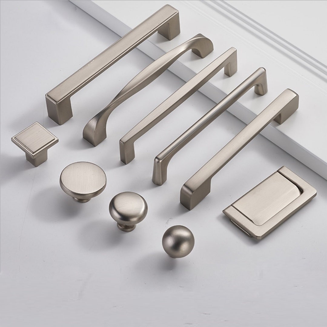 8.8 12.6 Brushed Nickel Modern Pulls Handles Knobs Wardrobe