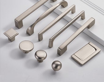 8.8" 12.6" Brushed Nickel Modern Cabinet Pulls Handles Knobs Wardrobe Kitchen Cupboard  Drawer Knobs Pulls Cabinet Hardware 224 320mm W773