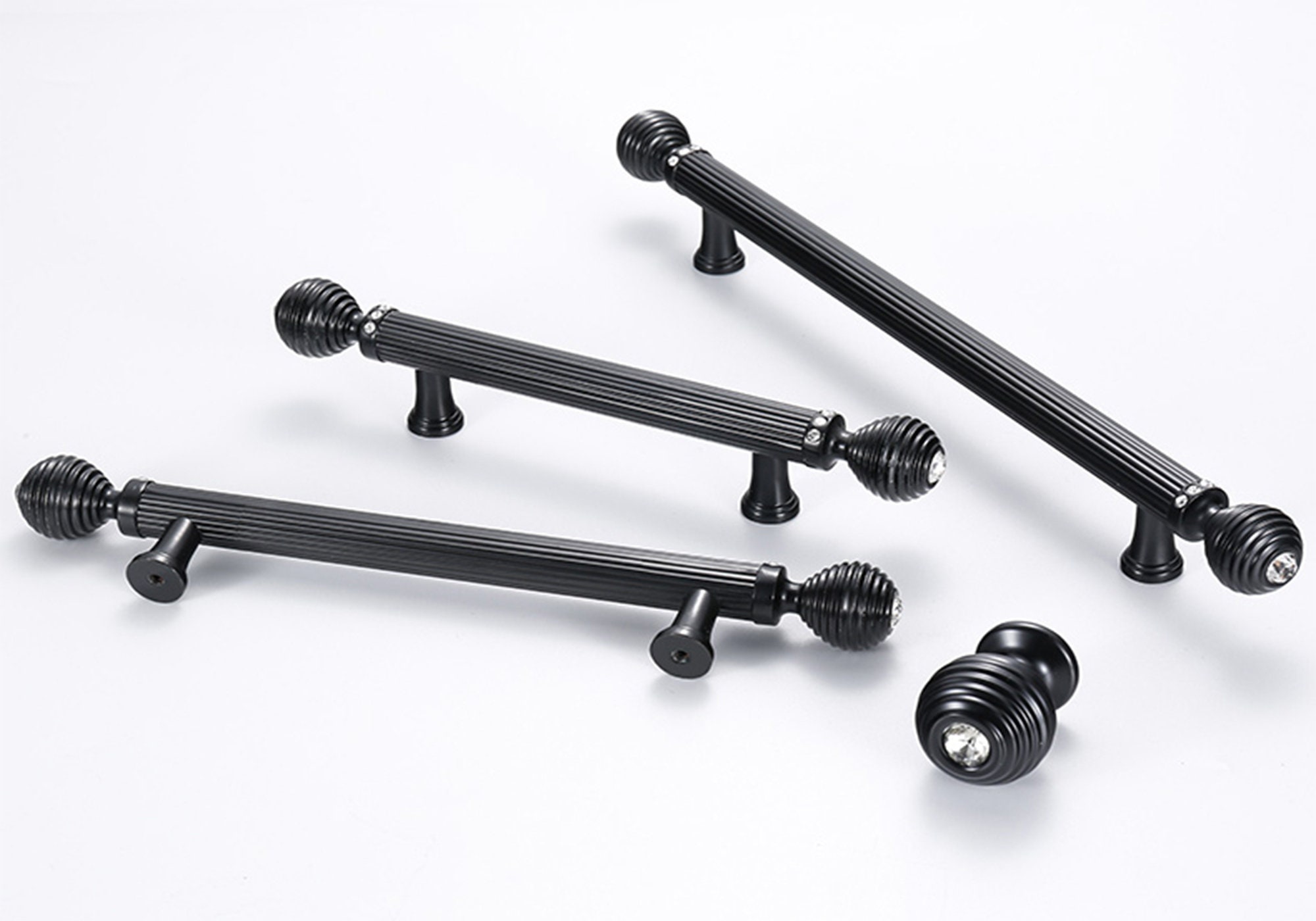 Gold Black Crystal Handles Pulls/black Glass Drawer Etsy