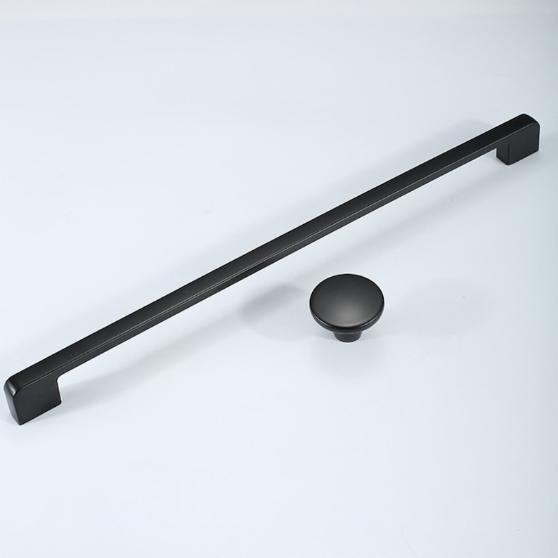 Extra Long Matte Black Cabinet Handles /Black Cabinet Pulls Knobs /Black Drawer Knobs Pulls /Black Cabinet Hardware /7.56 8.8 12.6 W448 image 4