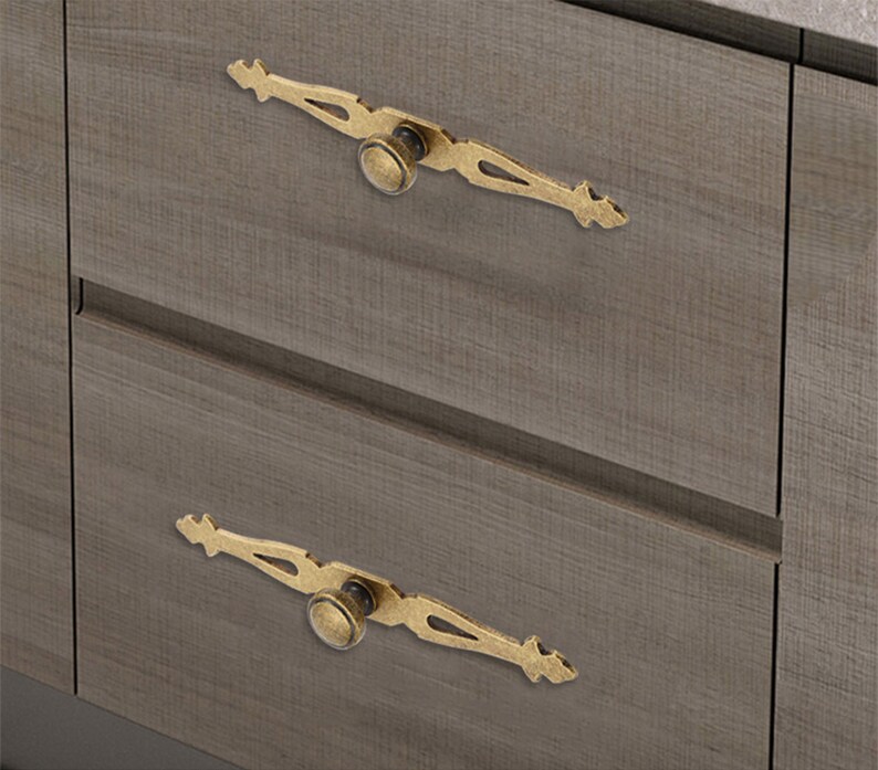 Retro Black Bronze Drop Bail Pull Knob and Plate Cabinet Pulls Vintage Drawer Pulls Drawer Knobs Dresser Pulls Cabinet Hardware W741
