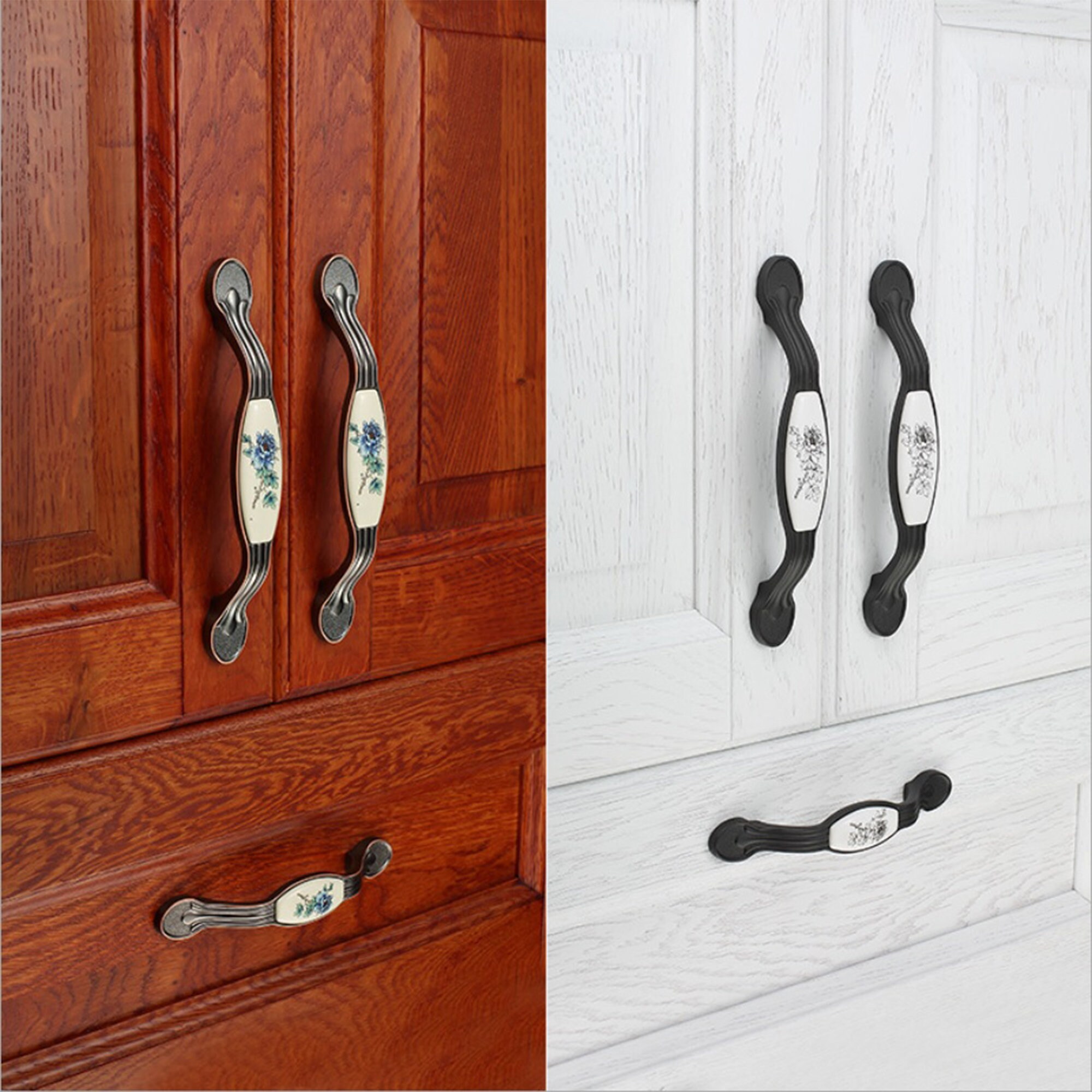 3.75 5 White Ceramic Bronze Pulls Etsy