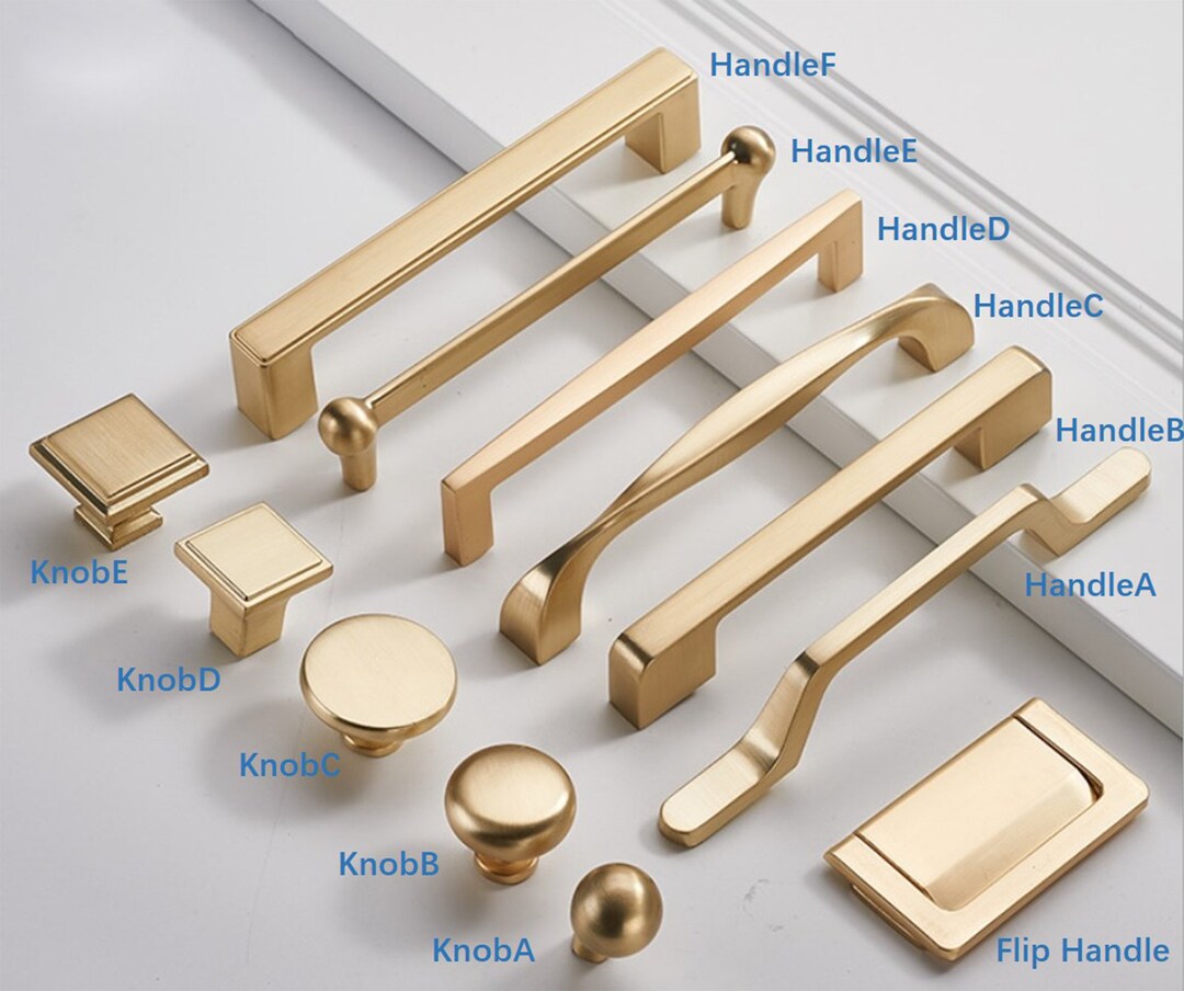 8.8 12.6 Long Brushed Gold Pulls Handles Knobs Modern Drawer