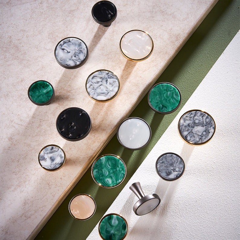 White Black Green Knobs Pulls Brass Round Drawer Knobs Etsy