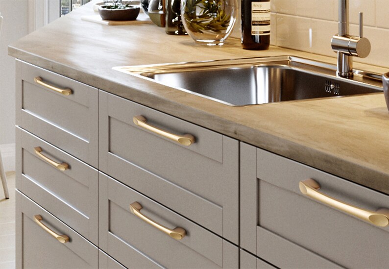 Simple Long Gold Black Knobs Pulls Handles Knobs Etsy