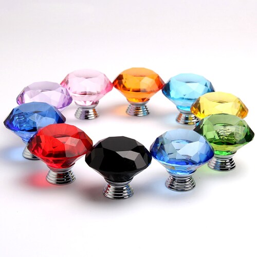 1.57 Colorful Acrylic Crystal Closet Door Pulls Knobs Etsy