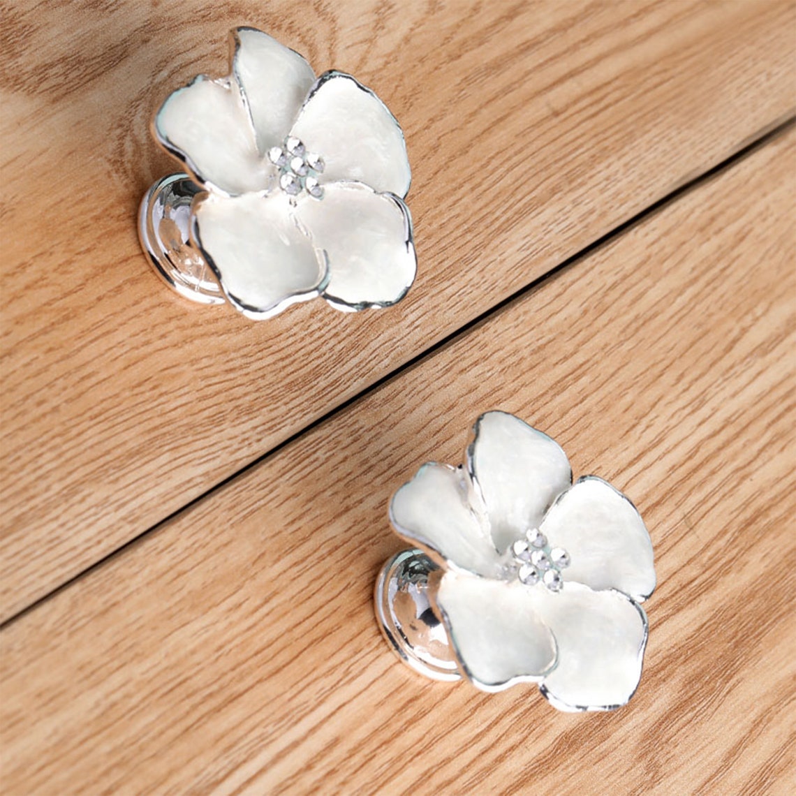 1.7 negro blanco floral cristal perillas tira de la | Etsy