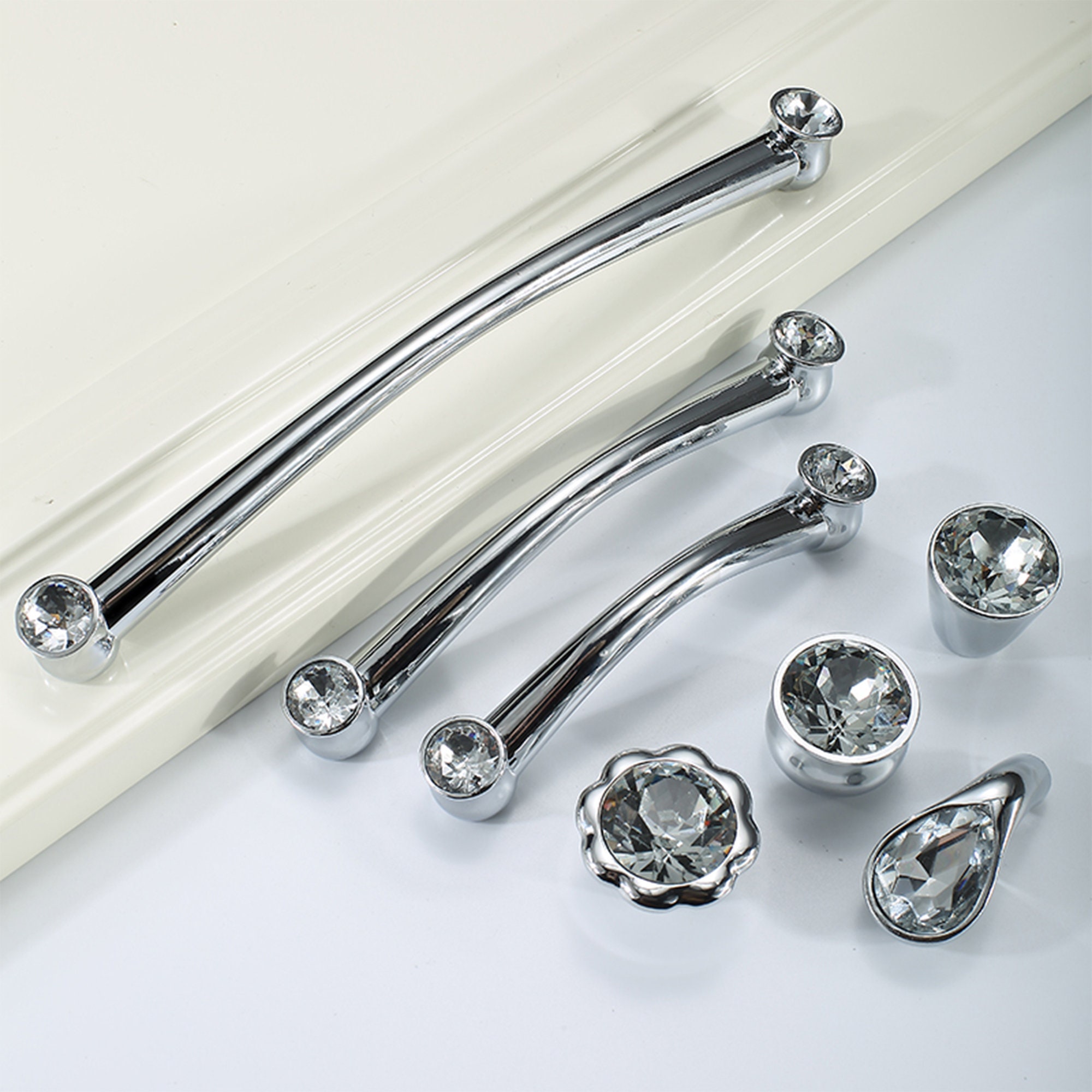 3.8 5 7.6 Crystal Handles Pulls Etsy