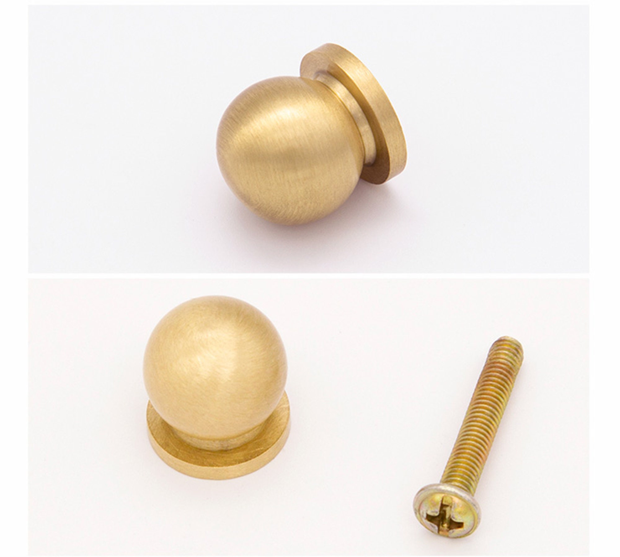 Solid Brass Brushed Gold Drawer Knob Ball Knobs Knobs Etsy