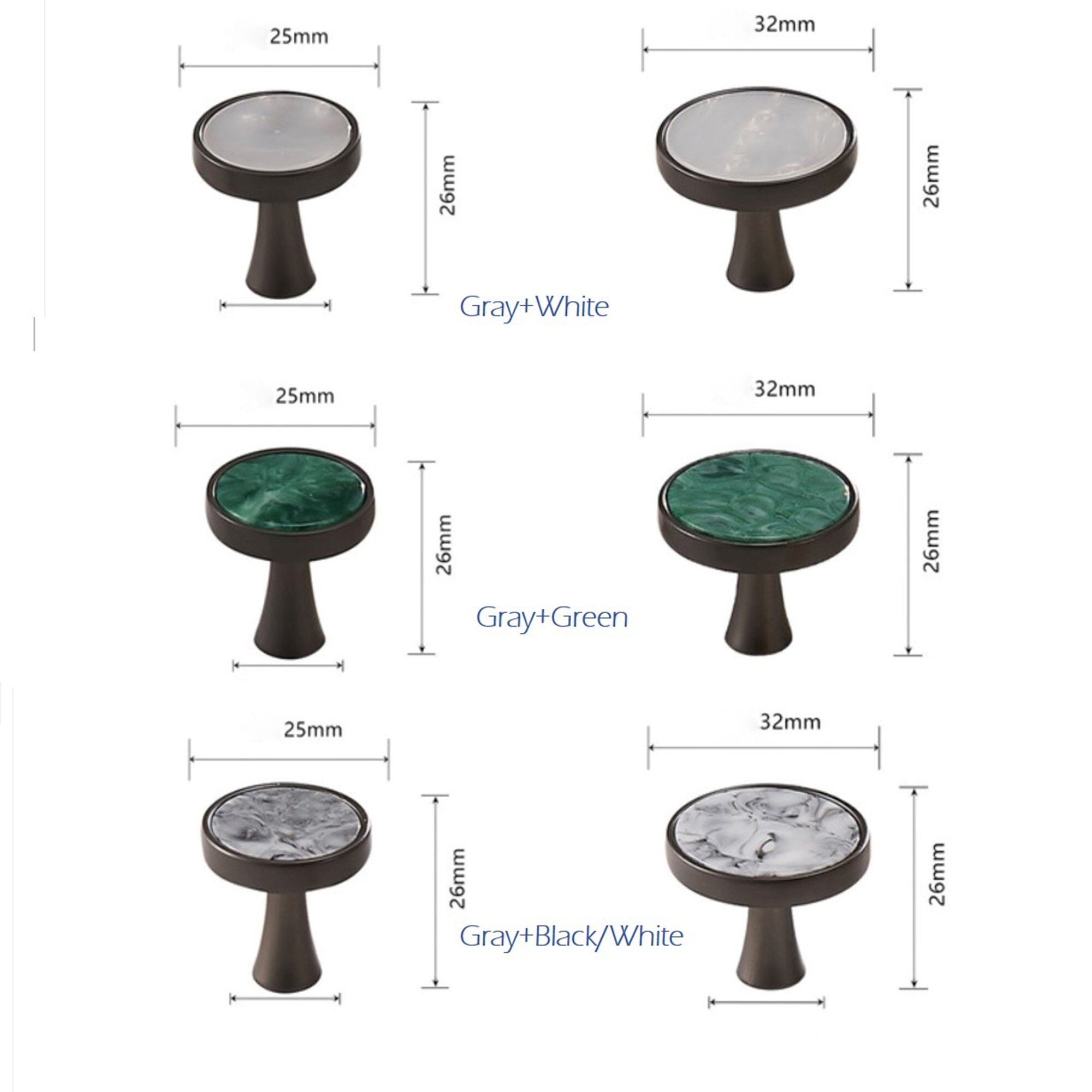 White Black Green Cabinet Knobs Pulls Brass Round Drawer Knobs - Etsy