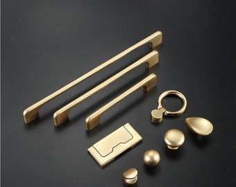 2.5" 3.75" 6.3" 8.8" Matte Gold Modern Cabinet Handles Pulls Knobs Drawer Knobs Handle Dresser Handles Cabinet Hardware 64 96 160 224mm W451