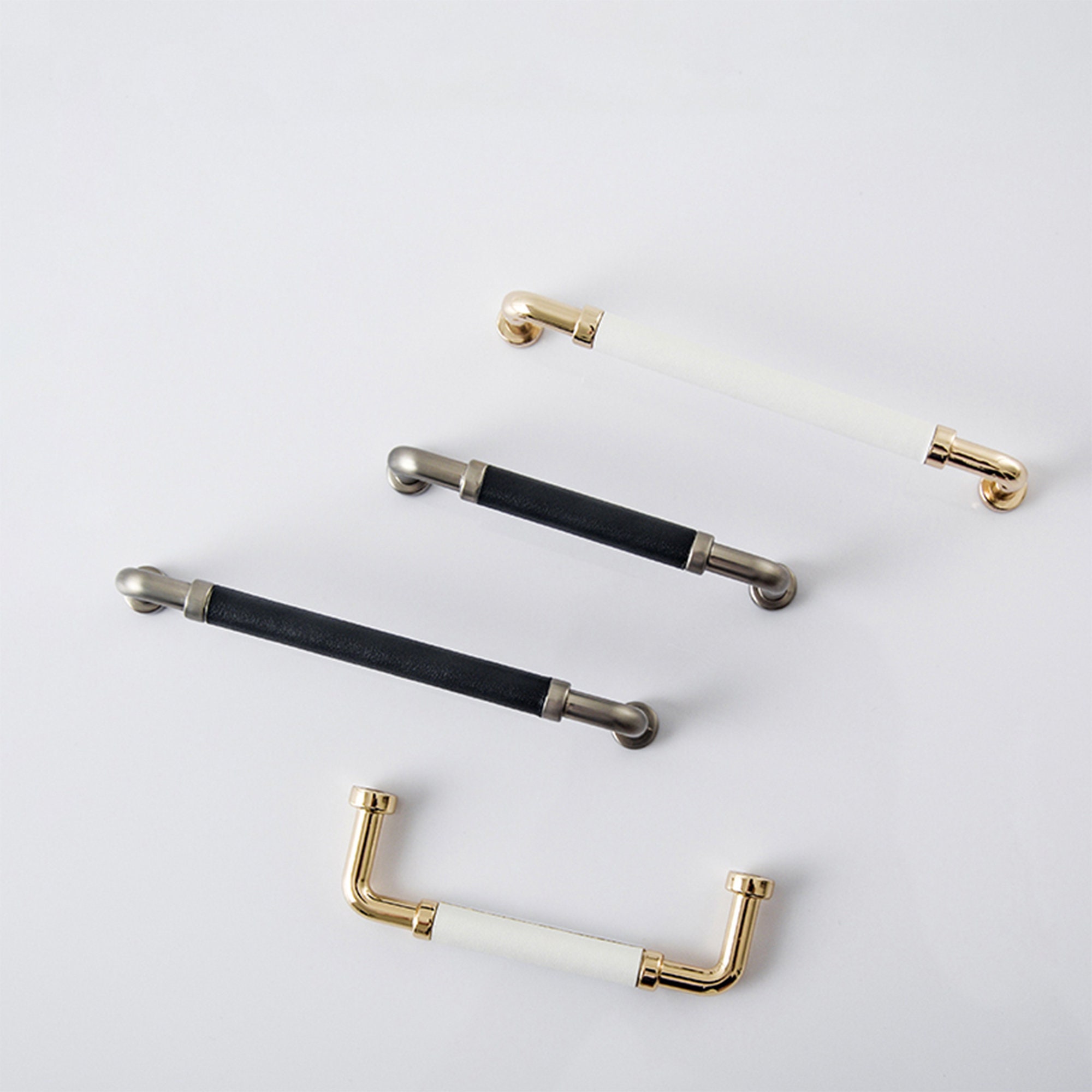3.75 5 White Black Raw Leather Pulls Etsy