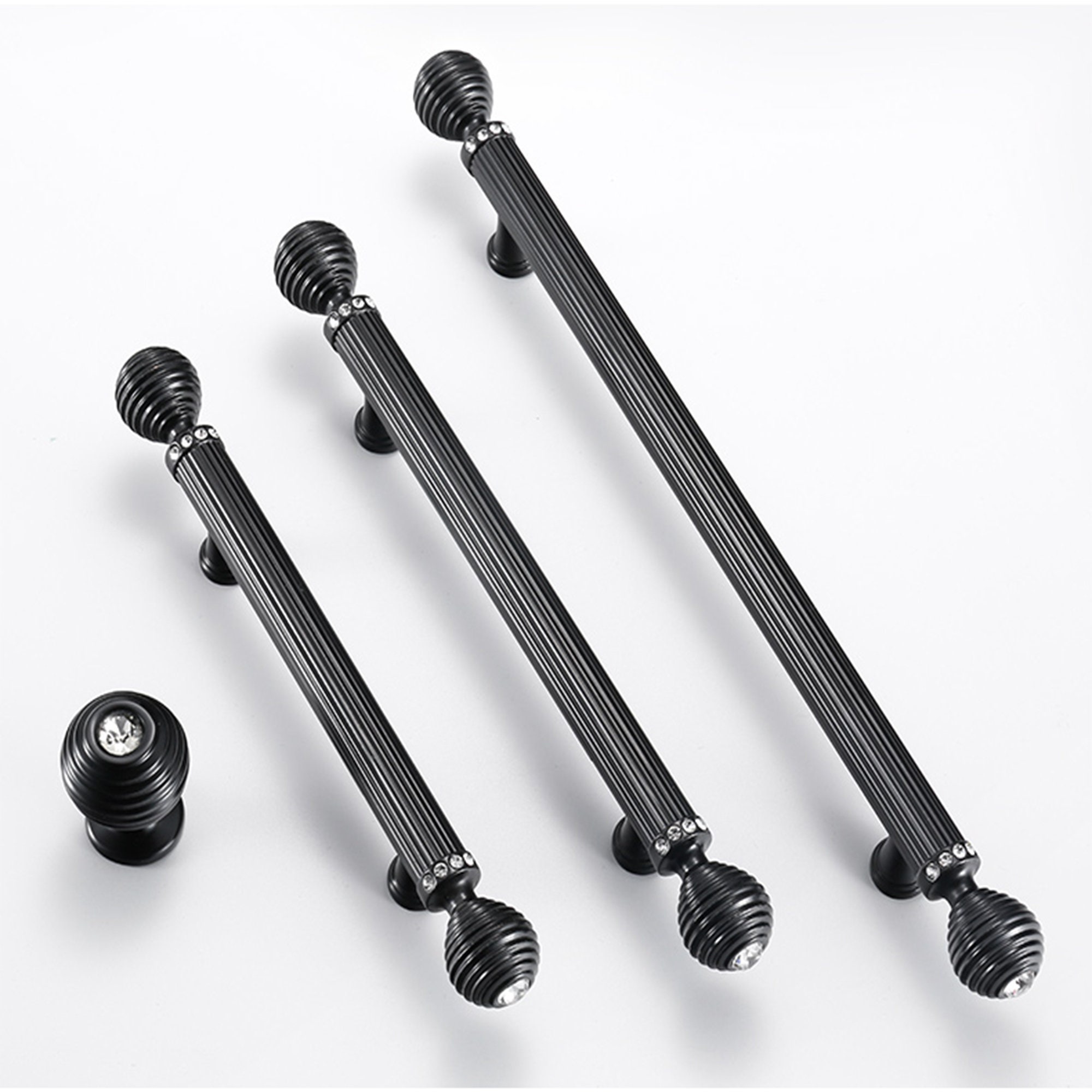 Gold Black Crystal Handles Pulls/black Glass Drawer Etsy