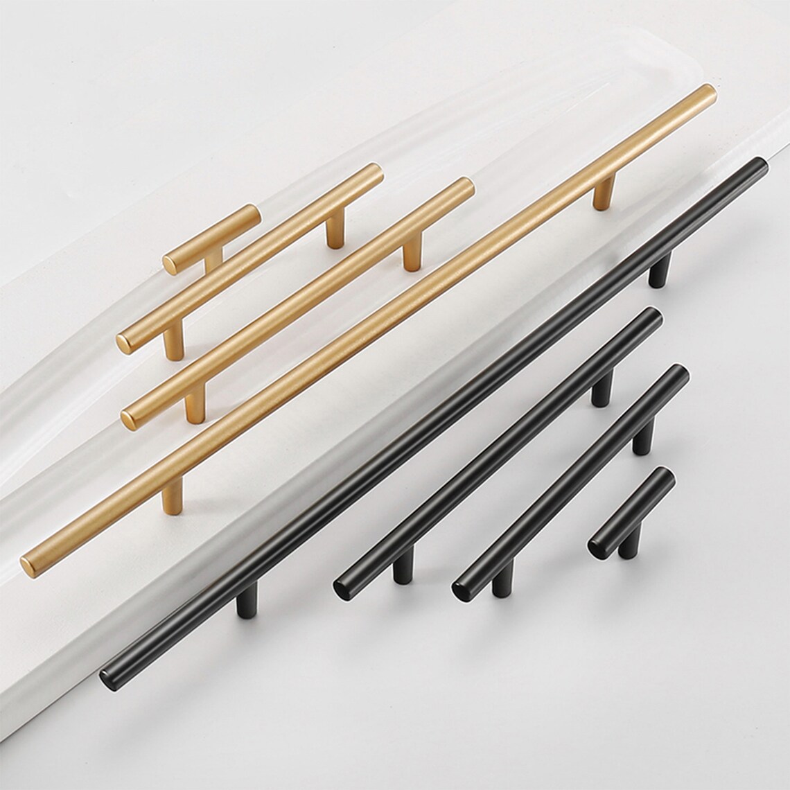 Simple Long Black Gold Hardware Gold Knobs Etsy