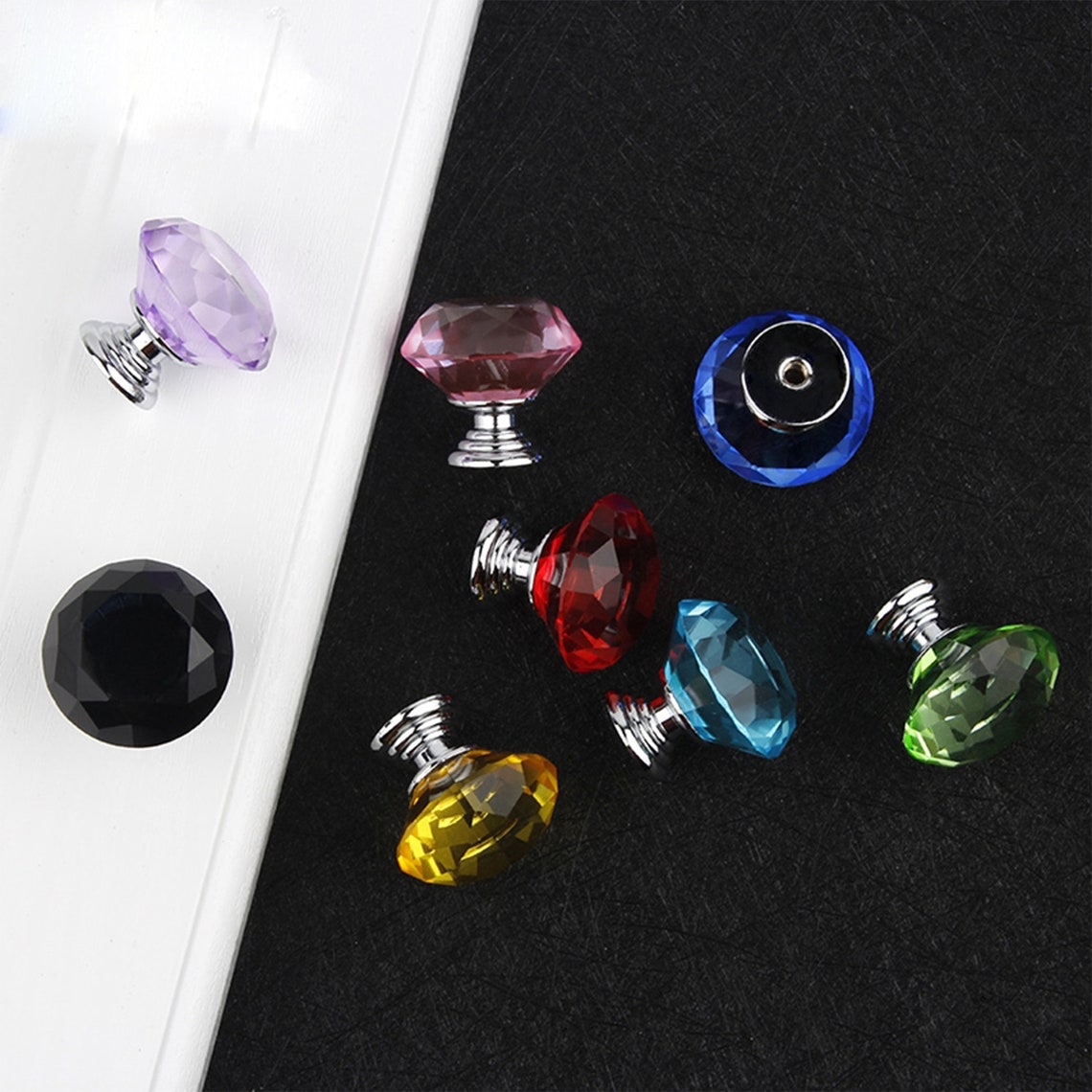 1.2 Colorful Acrylic Crystal Closet Door Pulls Knobs Etsy