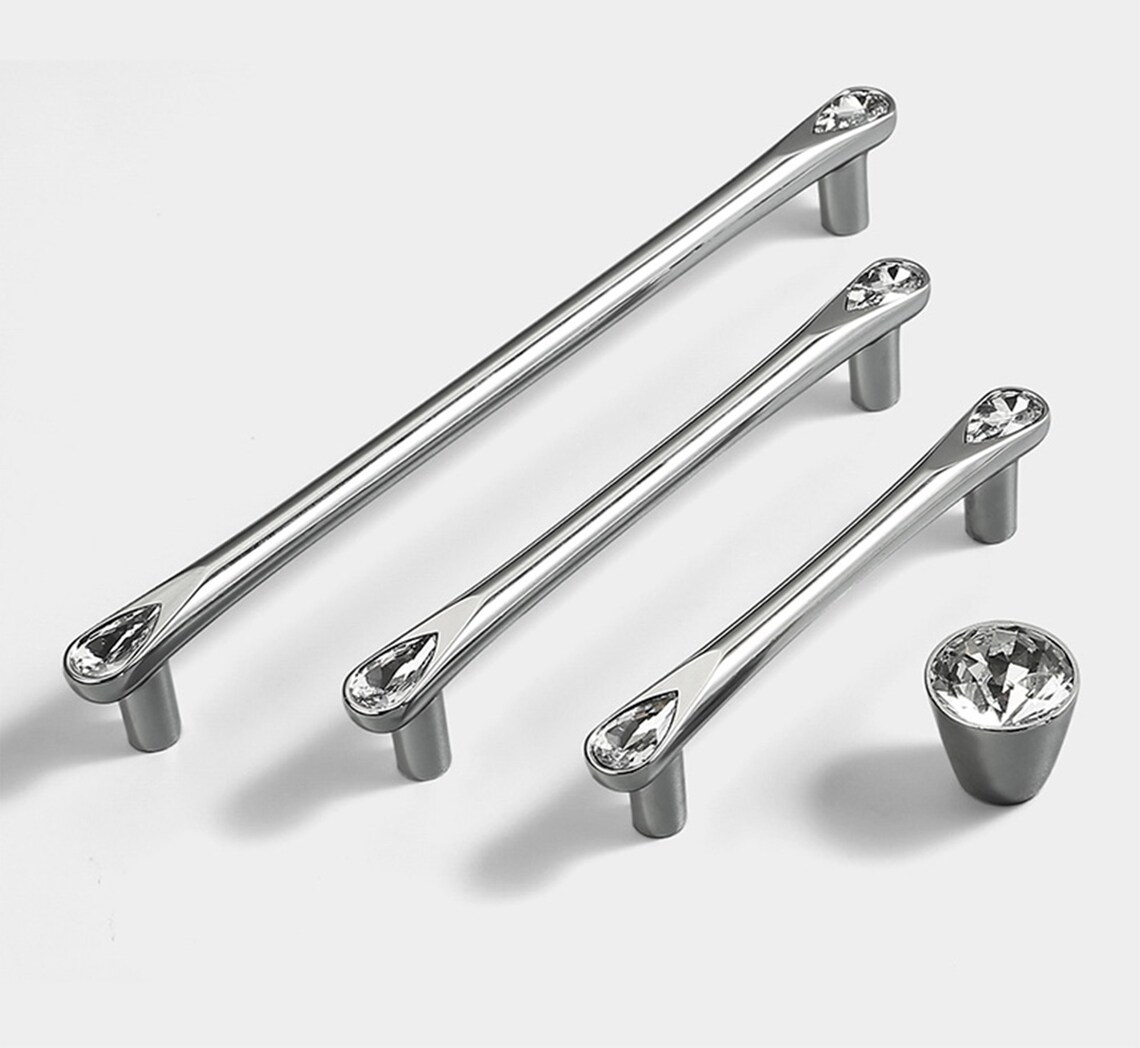 Gold Black Crystal Closet Door Pull Black Handles Etsy