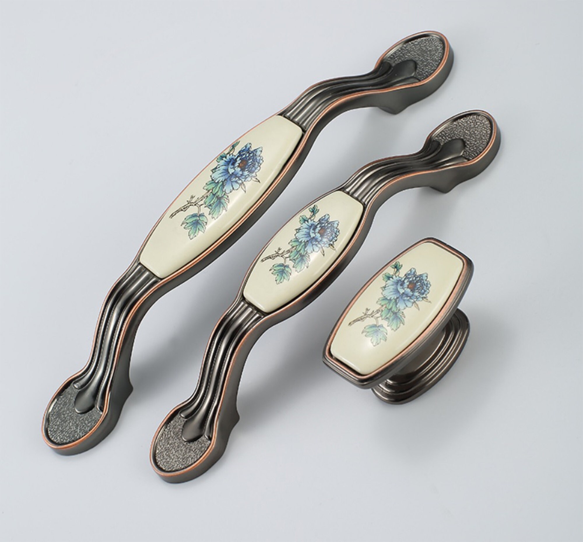 3.75 5 White Ceramic Bronze Pulls Etsy