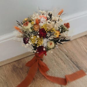 Rust Terracotta Burnt Orange Bouquet,Fall Wedding Flowers,Burnt Orange Preserved Flowers,Wedding Bouquet,Bridal Bouquet,Dried Flower Wedding