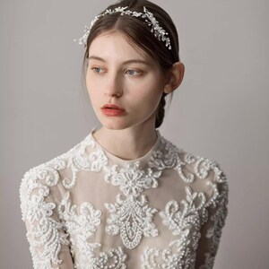 Diadema de novia con perlas y cristales, diadema de novia con cristales, diadema de boda con perlas, accesorio para el pelo de boda, accesorios de novia, joyas de novia