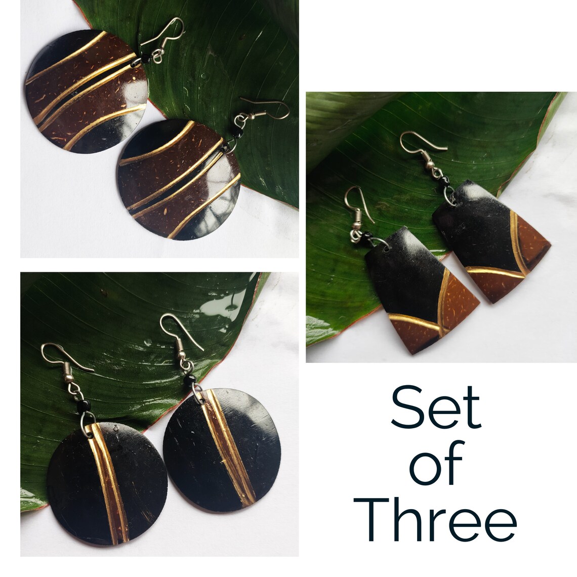 Set of Coconut Shell Earrings. Handpainted earrings. Beach Etsy