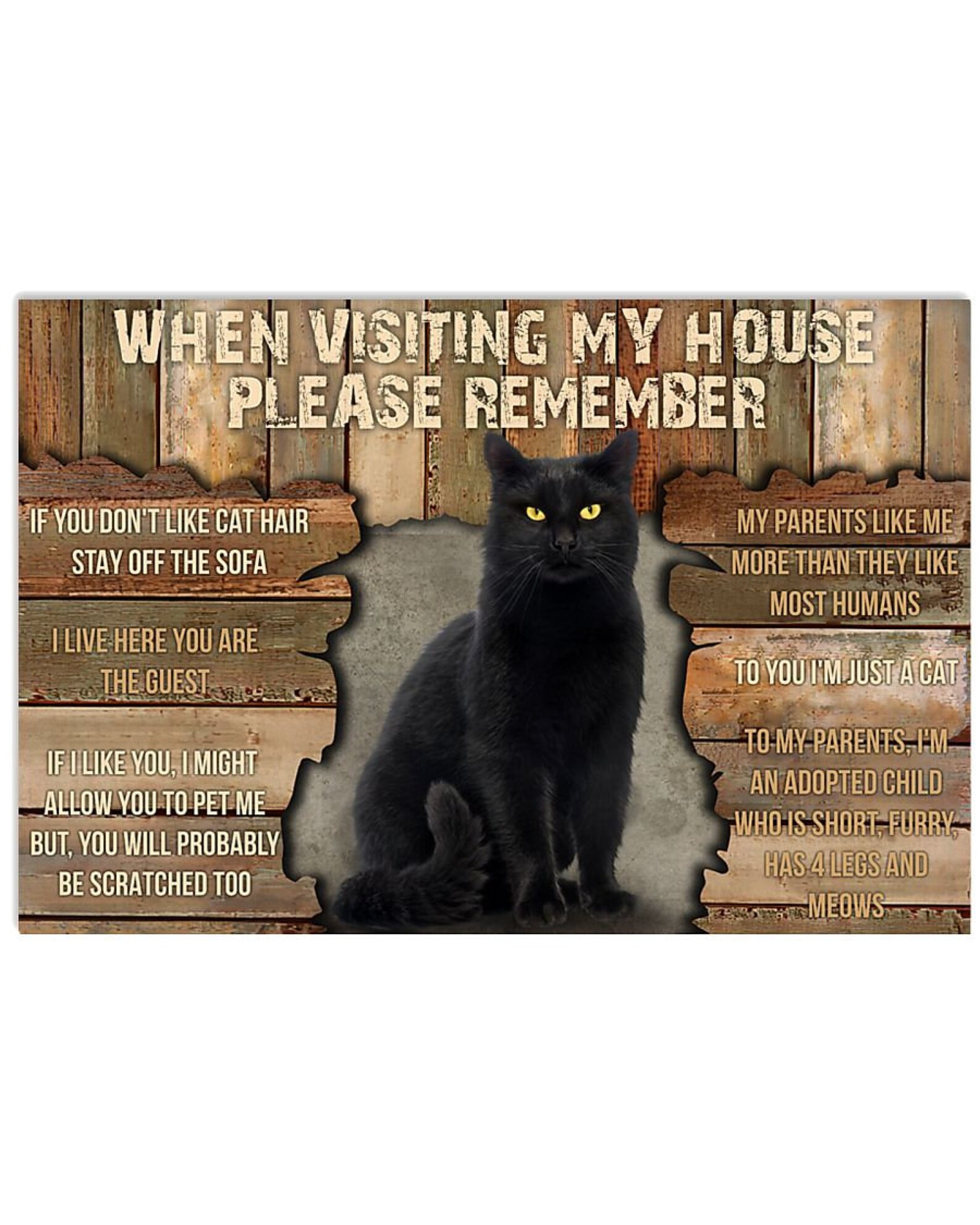 Black Cat When Visiting My House Bathroom Decor Vintage Wall Etsy