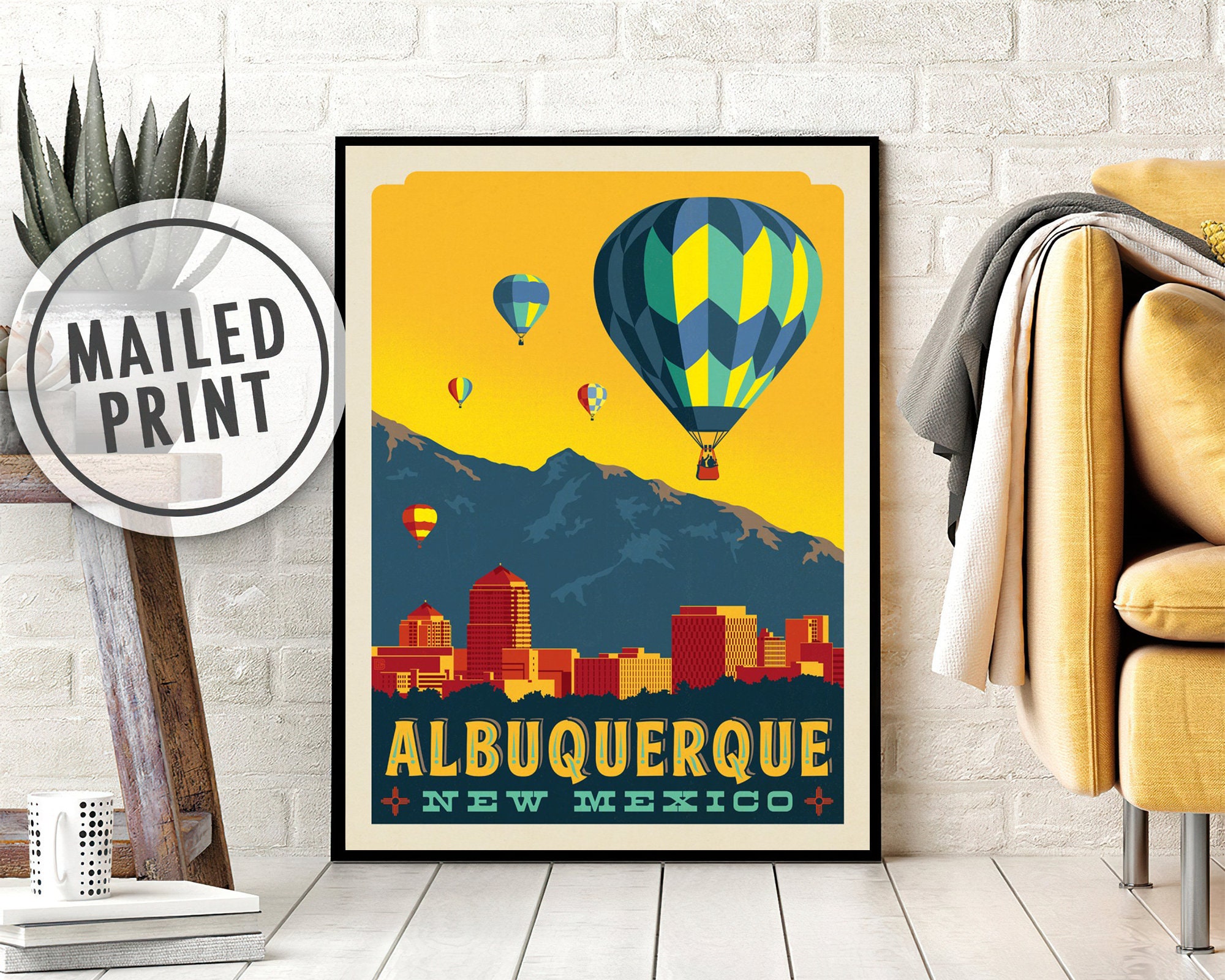 Albuquerque Vintage Travel Poster New Mexico Print Gifts For Etsy