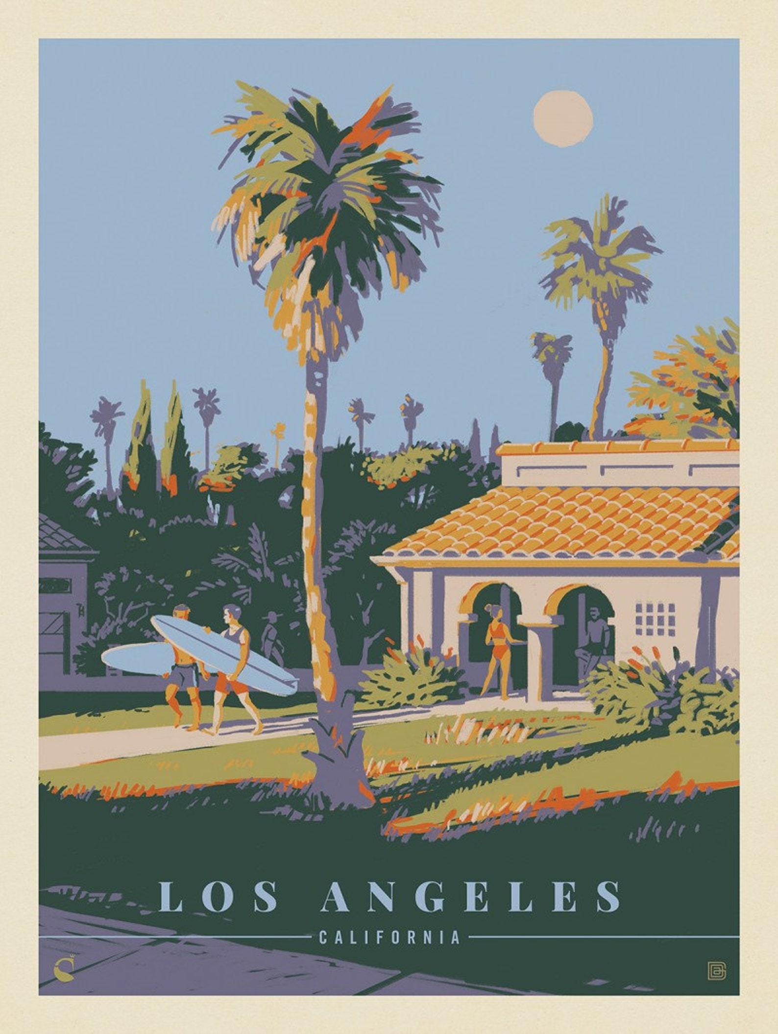 USA Los Angeles CA Poster California Travel Print Art Etsy