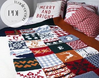 Christmas Blanket Knitting Pattern – Festive Jacquard Throw PDF – DIY Holiday Knit Blanket – Instant Download – Handmade Gift Idea