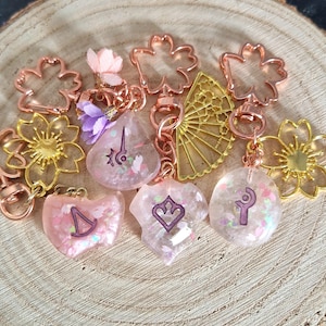 Resin FFXIV Job Stone Keychain | Cute Kawaii Keyholder Keyring FF14 | pink Sakura Hanami Theme | Pictomancer Viper and more!