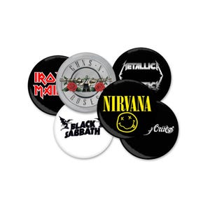 Cabochon pour groupes de musique de 1 pouce | Baffles Metallica Guns & Roses Motley Crue Nirvana